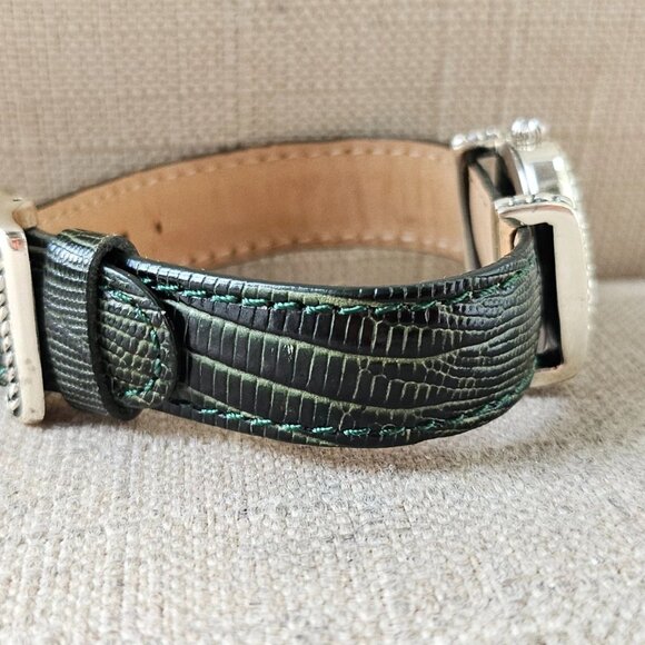 Ecclissi Sterling Silver Ladies Wristwatch Green Tone Genuine Leather Strap Watc - Picture 8 of 13